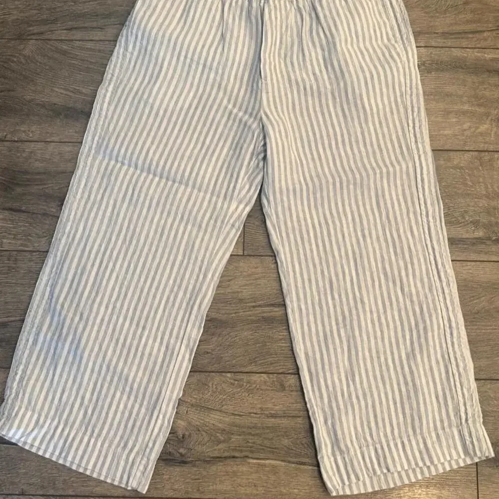 Quince blue and white striped linen pants
